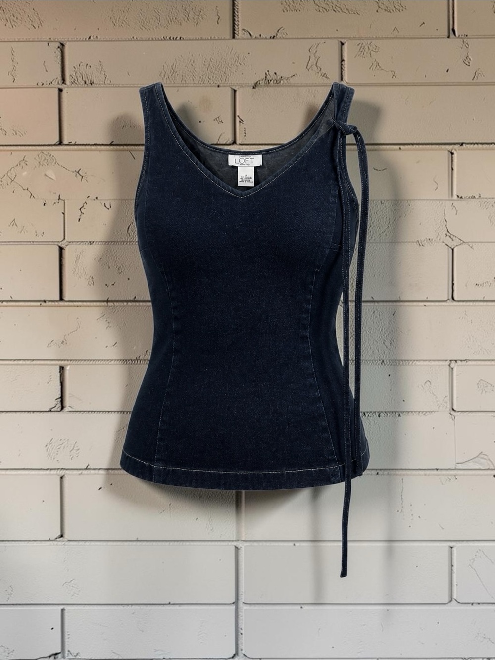 Vintage Y2K LOFT Denim Sleeveless Tie-Shoulder Tank Top
